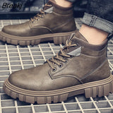 Early Winter Shoes Men Ankle Boots Thick Sole Non-slip Single Brand Male Footwear