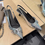 Breakj Bag Head Sandals Spring And Summer New High-End Light Tip Beautiful Back Empty Women's