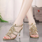 The Summer Of 2024, The New Diamond Sandals For Women Wear Fashionable Open-Toed Crystal High-Heeled