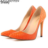 Sexy Pointed Toe High Heels Women Pumps Shoes Faux snake Spring Brand Wedding Big Size 35-42 5