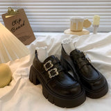 Breakj Small Leather Shoes Women's New Spring Black Lefu Shoes With Coarse Heel Height And Mary Jane Single