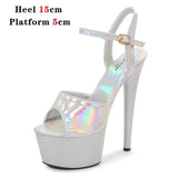 Dance Shoes Women Sexy Show Sandals 15 17 20CM High Heels Bright Color Platform Sandals Girls Shoe for Party Club
