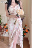 Strap One Piece Dress Korea Fashion Casual 2023 Summer Elegant Sleeveless Midi Dress Sundress Beach Style Party Dress