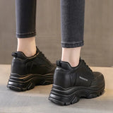 White Chunky Sneakers Women Fashion Thick Sole Platform Sport Shoes for Women Spring 2023 PU Leather Zapatillas De