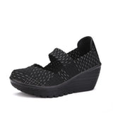 Women Shoes 2023 Fashion Mesh Breathable Sport Sandals Summer Wedge Platform Lace Sneakers Female Weave Casual Shoes