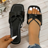 Hot Sales Of The New One-字bright Lady Slippers Square Head Solid Color Cool Drag