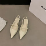 Pointed Toe Women Sandal Fashion Shallow Slip On Ladies Mary Jane Shoes Flats Heel Elegant Dress Slingback