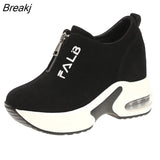 Women Casual Shoes 2023 Autumn Korean Wedge Platform Zipper Sneakers Fashion Female Increase Casual Sport Shoes Chaussure