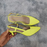 Daily all-match Sandal Shoes Pointed Toes High Heels Sexy 5cm Low Casual Back Empty Buckle Pumps Red Wedding