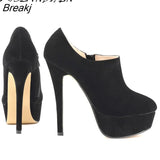Flock Ultra High Heels Platform Pumps Black Sexy Stiletto Shoes Round Toe Spring Autumn Women's Boots