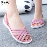 2023 Summer New Hollow Out Beach Shoes Fashion Outdoor Jelly Sandalias Mujer Flat Casual Comfortable Soft Sole Mom