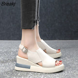 New Women's Platform Wedge Sandals New Summer High-heeled Fish Mouth Women's Shoes Soft Leather Heightened Platform
