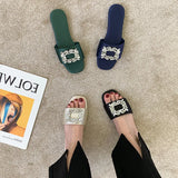 Square Buckle Sandals Slippers Women Wear 2024 Summer New Women's Shoes Network Celebrities Popular Style Fairy Style