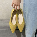 Pointed Toe Ballet Flats Women Spring Autumn Low Slip on Comfortable Mules Soft Mesh Flat Knitted Dress Shoes Ladies