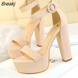 Women High Heels New Ladies Shoes Fashion Sandals Sexy Nightclub Party Platform Wedding Shoes Pumps Square Heel Peep Toe