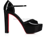 Breakj Cl New Fish Mouth High-Tight Buckle With Red-Soled Sandals Coarse Heel Waterproof Table Ultra-High Heel Sandals