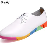 Breathable Genuine Leather Flats Shoes Woman Sneakers Tenis Feminino Nurse Peas Flats Shoes Plus Size Women