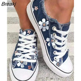 Women Shoes for Women 2023 Retro Floral Print Canva Shoes Female Fashion Student Spring Flat Lace-up Sneakers Casual Shoes