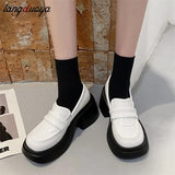platform shoes women's loafers High Heels Pumps Chaussure Femme College Shoes Lolita Cosplay Platform Chunky Sole