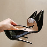 black bling classic shoes 8cm 10cm 12cm high thin heels plus size 33-45 pointed toe office concise cozy pump QP188