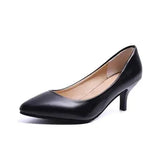 Single Shoes Simple Comfort Work Shoes Black High Heels Formal Wear Leather Shoes Sexy Small Size Women's Shoes