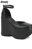 Platform Chunky Heels Wedges Pumps 2023 New Spring Summer Fall Great Quality Fashion Gothic Party Women Sandal