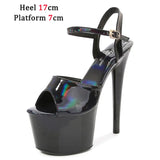 Dance Shoes Women Sexy Show Sandals 15 17 20CM High Heels Bright Color Platform Sandals Girls Shoe for Party Club