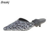 Summer New Women's Low-heeled Sandals Pointed Toe Fashion Elegant Cross-lace French Stiletto Women's Sandals