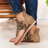 Women Sandals Open Toe Beach Shoe Retro Leopard Flip Flops Comfortable Soft Sole Roman Shoes for Women Casual Flat
