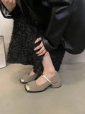 Sandals Med Block Heels Female Shoe All-Match Mary Jane New Medium Chunky Girls Closed Beige Clear Comfort Summer Fashion