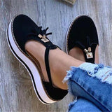 New English Style Round Head Belt Buckle Thick Heel Tassel Sling Thick-Soled Sandals From