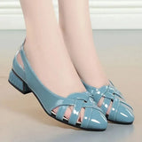 Fashion Sweet Golden Square Heel Pumps for Night Club Women Black High Quality Office Spring Shoes Sapatos Azuis