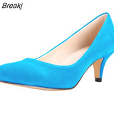 Women Pumps Sexy High Heels Shoes Flock Pointed Toe Red Wedding Pump Woman Casual Slip-on Dress Shoe