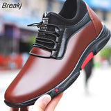 Men's Casual Shoes Leather PU Black Spring Male Footwear Loafers Soft Bottom Lace Up Outdoor Business Sneakers Shoes For