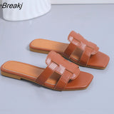 New Summer Women's Slippers Roman Fashion Designer Flat Sandals Latex Soft Sole Shoes Female Breathable Beach