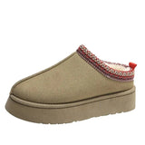 Winter Retro Women Snow Warm Suede Leather Lazy Loafers Boots Shoes Woman Lady Female Flat