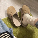 Women's fashion slippers cowhide slippers loafer slippers Summer sandals mules slippers comfortable flat slippers