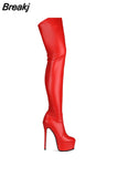 Women's Thigh High Boots Red Pink Black Luxury Platform Shoes For Women High Heel Boots Female Women Shoes Botas Femininas