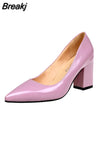 Size 35-43 Woman Pumps Low Square Heels Boat Shoes Pointed Toe Dress Shoes Ladies Pointed Toe White Wedding Escarpins