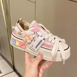 Womens Flat Sneakers New Style Breathable Floral Canvas Shoes Autumn Thick Platform All-match Student Sneakers Zapatillas