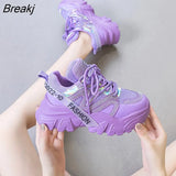 Quality Women Chunky Sneakers 2023 Fashion Purple Sports Shoes Luxury Brand Bling Rhinestone Women's Casual Shoes Ladies