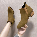 Winter New Round Head Solid High Heels Women's Outwear Large Size Warm and Comfortable Short Boots Fashion Boots