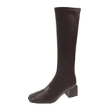 Breakj Girl But The Knee 2023 Spring And Autumn Small Tall Cylinder Plus Velvet Thin Boots Thick High And Square Knight Long