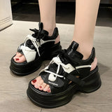 Sports Platform Sandals Women Summer 2023 Thick Bottom Wedge Walking Shoes Woman Peep Toe Lace Up Chunky Sandalias