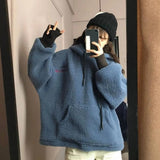 Women Hoodie Solid Color Loose Pullover Hooded Korean Fashion Cold-proof Thicken Soft Spring Hooded Sweatshirts худи