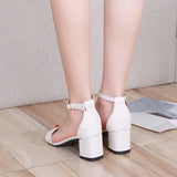 Women Sandals Suede Ankle Buckle High Heels Fashion Simplicity Roman Shoes for Women Mid Heel Comfort Pumps Open Toe