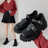 Shoes Harajuku Buckle Mary Janes Shoes Women Cross-tied Platform Shoes Patent Leather Girls Shoes Rivet Casual