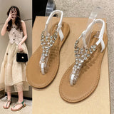New Flat Transparent Rhinestones Pintoe Women's Sandals, Fashion Casual Light Beach Cool, Shoes