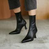 Boots Women's High Heels Autumn and Winter 2023 New Thin Heel Temperament Zipper Pointed Elastic Slim Boots