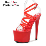 Color Shoes Stripper Heels Women Sandals Sexy Shoes Party Club Sandals 17 CM Platform High-heeled Wedding Shoes Pole